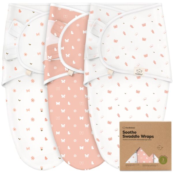 keababies 3pk soothe baby swaddles 0 3 months, sleep sack for newborns Set of three floral baby swaddle wraps.