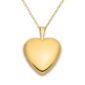 Gold heart-shaped locket pendant necklace on chain.