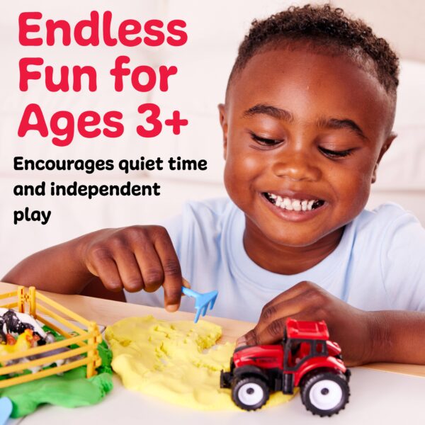 faber castell / creativity for kids sensory pack farm on the go sensory play set for kids Child playing with toy tractor and clay, fun for ages 3+