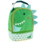 Green dinosaur-themed kids lunchbox with blue scales.