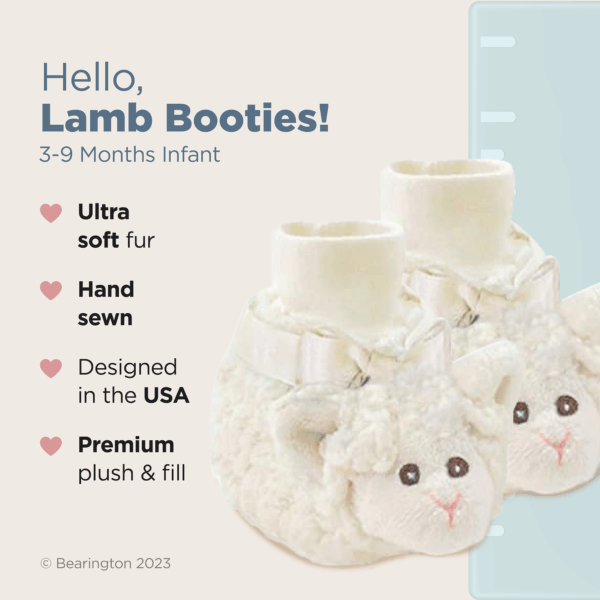 bearington collection lamby lamb booties Soft lamb baby booties, hand-sewn in the USA.