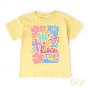 Painted Skies - He Is Risen Retro Floral Easter Tee