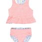 Striped pink and floral girl's swimsuit set.