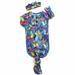 Colorful butterfly baby gown and headband set