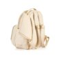 Cream leather backpack with gold zippers and straps.