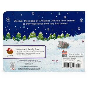 Christmas book with sleeping bunny in snow.