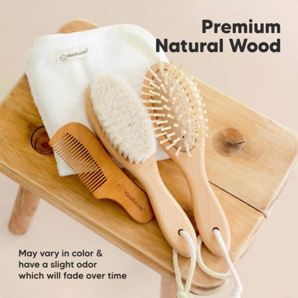 keababies keababies baby hair brush and comb set: walnut Natural wood baby grooming brushes and comb set.