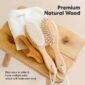Natural wood baby grooming brushes and comb set.