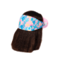 Colorful headband with cactus design on mannequin hair.
