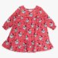 Red checkered dress with Santa Claus pattern.
