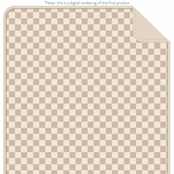 Beige checkered digitized rug design rendering.