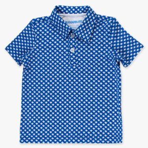 Blue star-patterned short-sleeve children's shirt