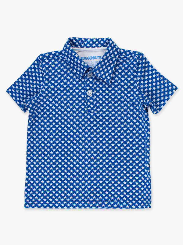 Blue star-patterned short-sleeve children's shirt