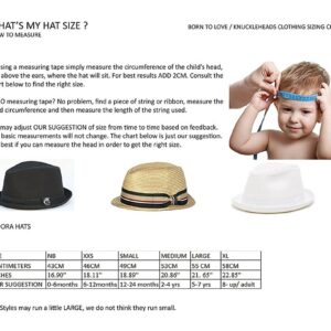 Child's head measurement guide for hat sizing.