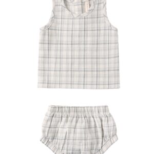 Quincy Mae - Woven Tank Set Blue Plaid