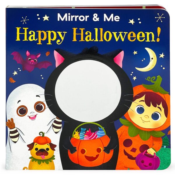 Children's Halloween book with mirror and illustrations.