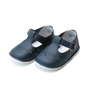 Navy blue infant shoes with cutout design