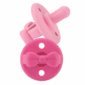 Pink baby pacifier with a bow design