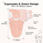 Ergonomic baby swaddle with pacifier loop and design.