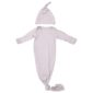 Gray baby gown with matching knotted hat