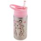 Cute leopard-print water bottle with pink lid.