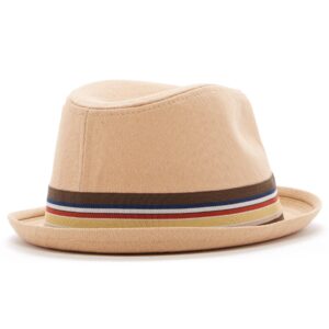 Beige fedora with multicolor striped band