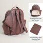 Brown diaper bag with key lanyard and changing pad
