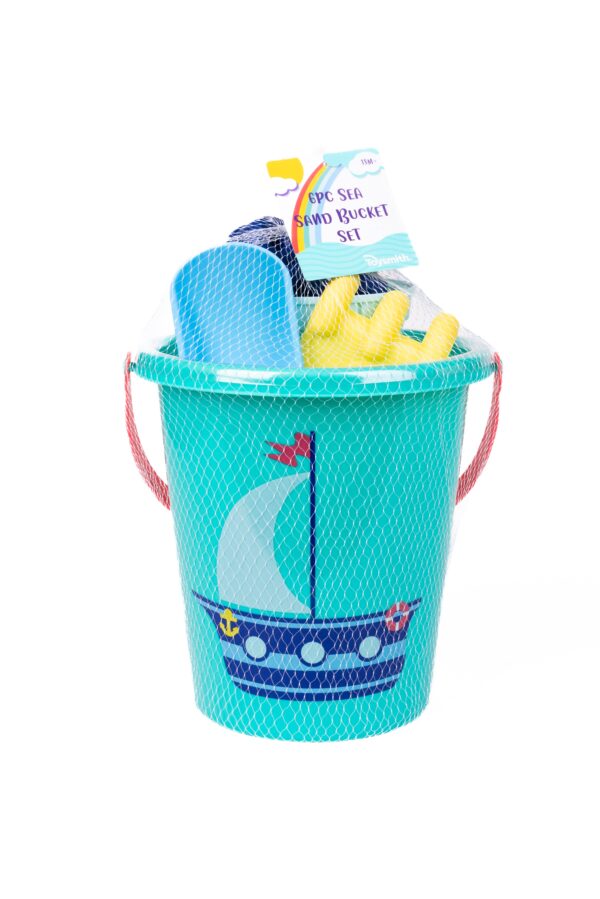 toysmith toysmith 6 piece set ship sand bucket set Kids sea-themed sand bucket set with toys