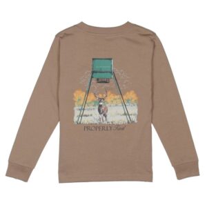 Properly Tied - Boys Deer Feeder on Walnut Long Sleeve T-Shirt