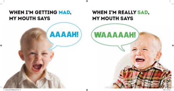 sourcebooks my first learn to talk book (bb) Child expressing emotions: mad and sad faces.