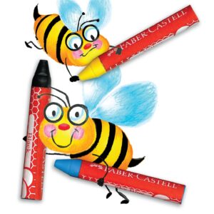 Colorful bees with crayons illustration