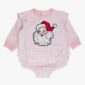 Pink baby romper with Santa Claus design.