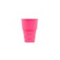 Pink ice cream cone on white background.