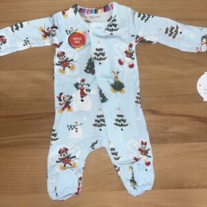 Disney baby pajamas with festive holiday design.