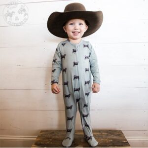 Cowkid Clothing Co – Olive Angus Folding Feet Jammies