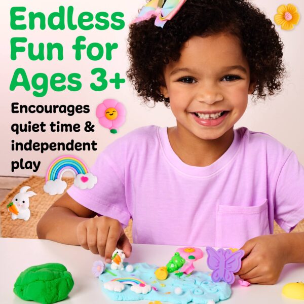 faber castell / creativity for kids sensory pack garden friends play kit for kids Child playing with colorful modeling clay, smiling