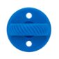 Blue textured pacifier holder with design.