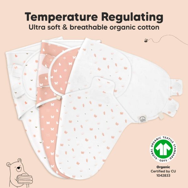 keababies 3pk soothe baby swaddles 0 3 months, sleep sack for newborns Organic cotton baby swaddles temperature regulating design
