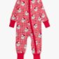 Red checkered baby onesie with Santa pattern.