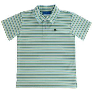 Striped green and blue polo shirt