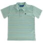 Striped green and blue polo shirt