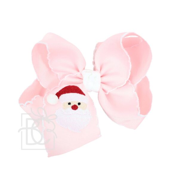 beyond creations embroidered santa crochet edge hair bow