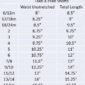 Take-a-Hike Shorts size chart with measurements