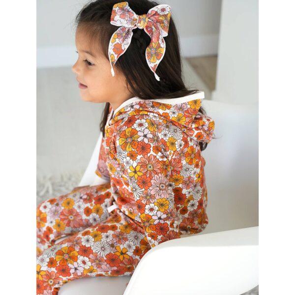 gigi and max louisa hoodie set Child wearing floral outfit and matching bow