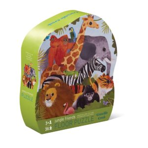 Crocodile Creek Inc. - 36-Piece Shaped Box Puzzle - Jungle Friends