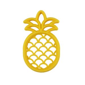 Yellow pineapple-shaped silicone teether for babies.