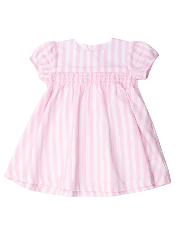 Pink and white striped baby dress
