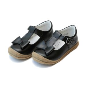 Black toddler shoes with bows and buckles