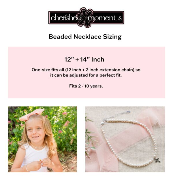 cherished moments girls 14k gold plated first communion kids cross necklace Children's adjustable pearl necklace for ages 2-10.