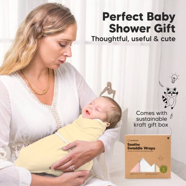 keababies 3pk soothe baby swaddles 0 3 months, sleep sack for newborns Mom holding baby in swaddle wrap gift set.